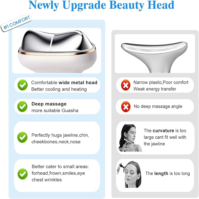 Cold Heat Facial Massager for Face Neck Tightening Lifting Depuffing,7-in-1 Red Light Therapy Sculptor Tool& Depuffer Wand,Cooling LED Electric gua sha Lift Device,Reduce Forehead Frown Smile Lines