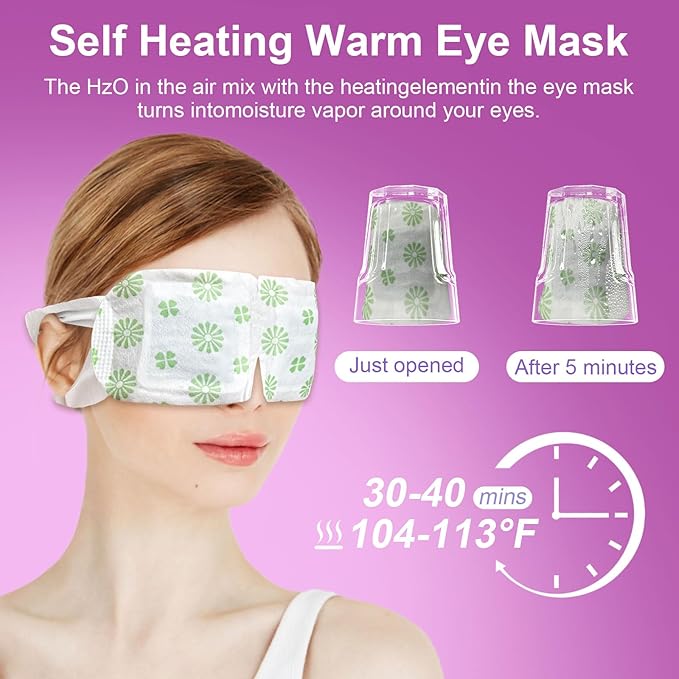 10 Packs Steam Eye Mask, Lavender Steam Eye Masks Disposable, Self-Heating Relief Heated Eye Mask for Fatigue, Perfect for Home, Sleep, Spa & Travel