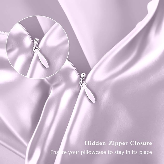 Silk Pillowcase for Hair and Skin, Mulberry Silk Pillow Cases King Size, Anti Acne Cooling Sleep Both Sides Natural Silk Satin Pillow Case Covers with Hidden Zipper, Gifts for Women Men, Lavender