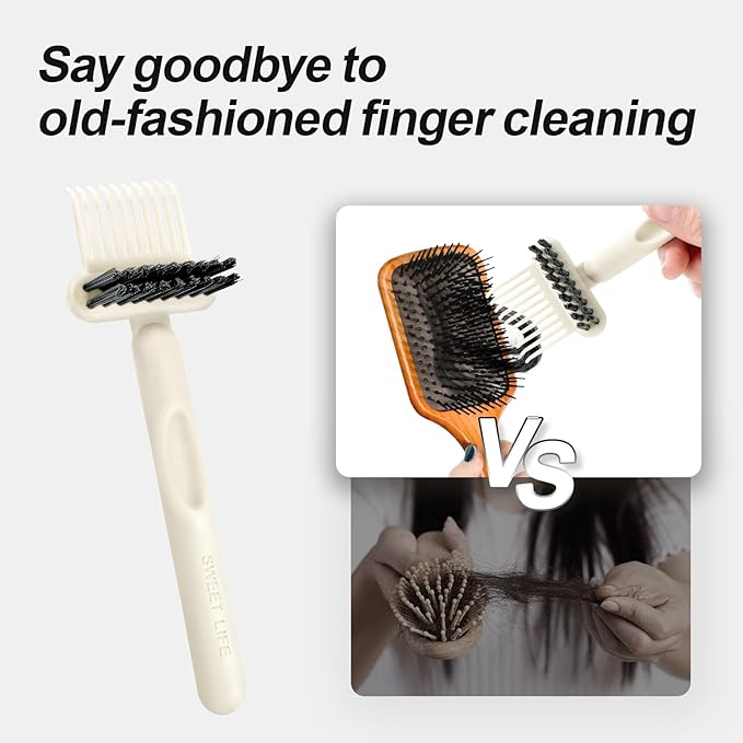 Boar Bristles Hair Brush for Women and Men, Detangling Hair Brush for Smoothing Massage Add Shine, Nylon&Boar Bristles Detangler brush for Hair Healthy (Cleaner-White)