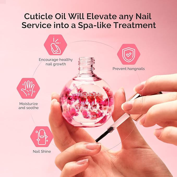 MelodySusie 28ml Rose Cuticle Oil for Nails,Infused with Real Flowers, Strengthens, Repairs,Hydrating and Nourishing Cuticle Oil for Stronger, Healthier Nails 0.95 fl. Oz
