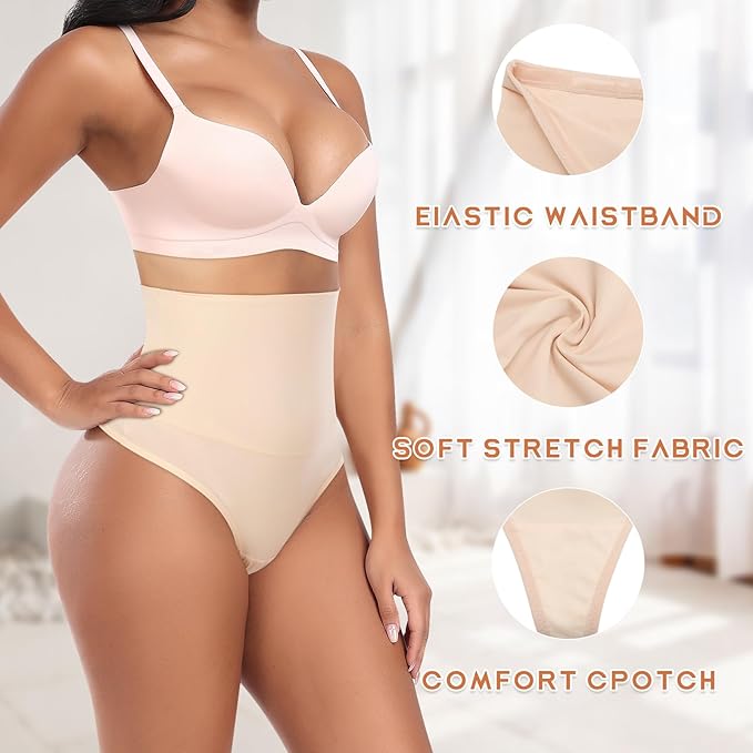 Werena Tummy Control Thong Shapewear for Women High Waist Shaping Underwear Seamless Body Shaper Panties Girdle