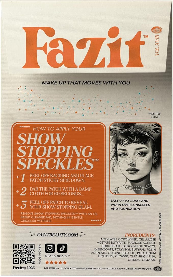 Fazit Makeup Patches - Show Stopping Speckles - Glow Up Make-Up Patches - Cute Glitter Makeup Accessories For Women - Cosmetic Glitter For Face