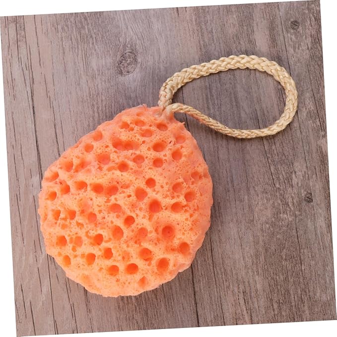 3pcs Sponge Body Bath Shower Exfoliator Hydrophilic Non Cleansing Puff Scrubber for Gentle Exfoliation and Skin Texture Improvement for Daily Use Orange