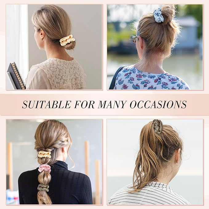 4 Pack Mulberry Silk Scrunchies, Silk Hair Ties Satin Scrunchies No Damag for Hair Sleep Valentine's Day Gifts