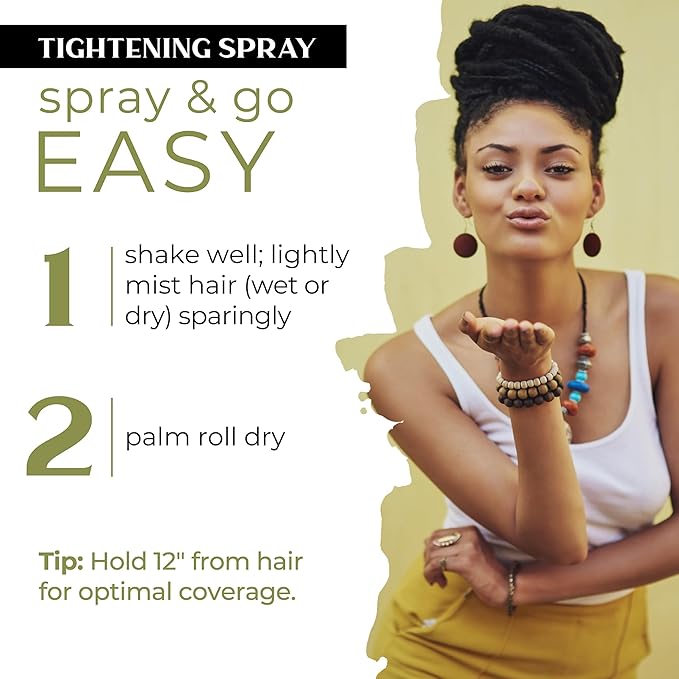 Dollylocks Sea Salt Texture Spray | Plant-Based, Vegan, Residue-Free | Tighten Locs Dreadlocks | Loose Hair Care | Tea Tree Spearmint | 8oz