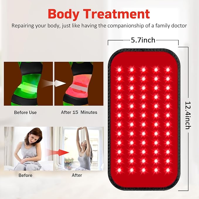 Red Light Therapy Belt, 3 in 1 LED Bead Infrared Light Therapy for Body, Wearable Wrap with Timer for Back Shoulder Waist 660nm Red Light-Therapy & 850nm Infrared Light Device Home Use (Corded)