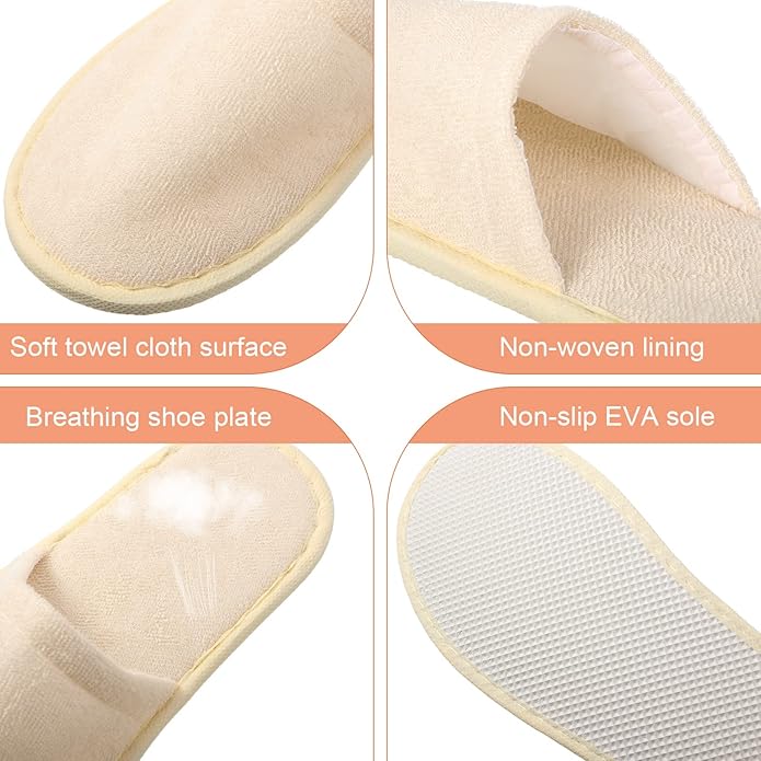 Geyoga 24 Pairs Disposable Slippers for Guests Bulk 2 Size Cotton Soft Spa Hotel House Slippers for Women Men Wedding Party Shoeless Home Indoor Travel