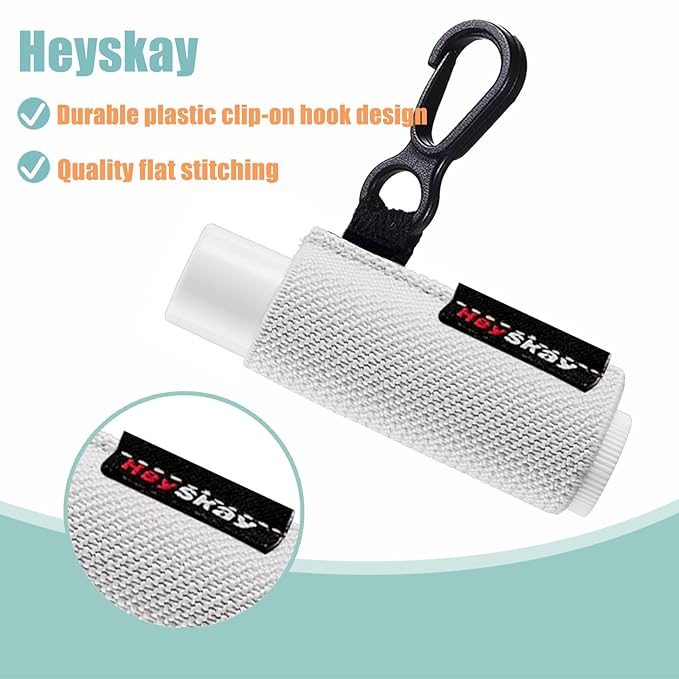 HEYSKAY 3PCS Lip Balm Holder Sleeves Keychain Lipstick Sleeves Lip Gloss Holder Keychain Chapstick Elastic Sleeves(Blackx3)