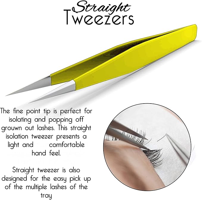 SIVOTE Eyelash Extension Tweezers for Classic & Volume Lashes, 2-Pack, Yellow