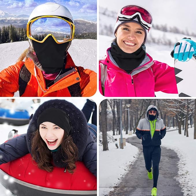 KGC 2 Pack Winter Neck Warmer Gaiter Fleece Windproof Face Mask Cover Cold Weather Scarf for Men & Women