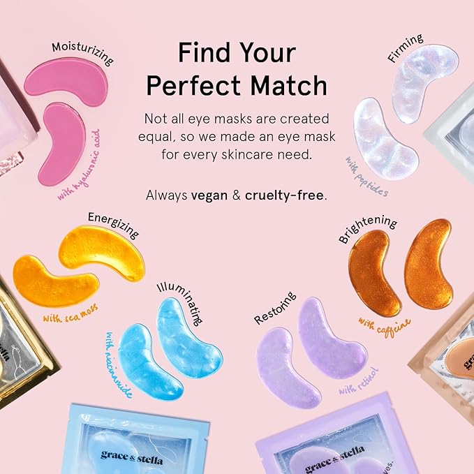 grace & stella Award Winning Under Eye Mask Reduce Dark Circles, Puffy Eyes, Undereye Bags, Wrinkles, Gel Under Eye Patches, Valentines Bags, Gifts Under 10 Dollars, Vegan (6 Pairs, Blue)