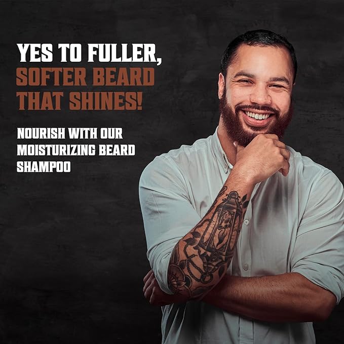 Viking Revolution Beard Wash Shampoo w/Argan & Jojoba Oils - Softens & Strengthens - Sandalwood Scent - 17 oz Shampoo