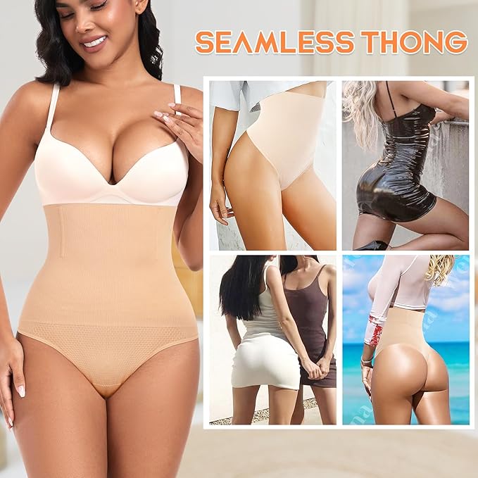 Werena Tummy Control Thong Shapewear for Women High Waist Shaping Underwear Seamless Body Shaper Panties Girdle