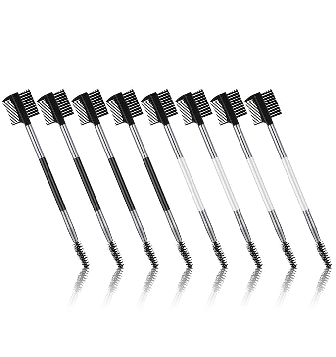 8Pcs Eyebrow Comb for Women, Eyebrow Brushes & Makeup Brush Set, 3 Head Design for Eyebrows & Lashes, Professional Grooming Tools (Black)