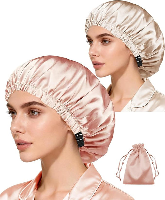 3Pcs Hair Bonnets For Sleeping Satin Bonnet For Women Silk Bonnets Womens Curly Hair Sleep Caps Silky Night Cap