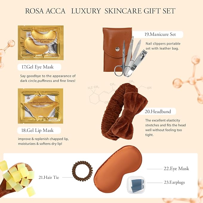 Valentines Day Gifts for Women, Coconut 32 Pcs Facial Skin Care Kit, Home Spa & Self-Care Gifts, Bath and Body, Lip Oil, Face Sheet Mask, Serum, Birthday, Mother Day, Christmas,All Occasion Present