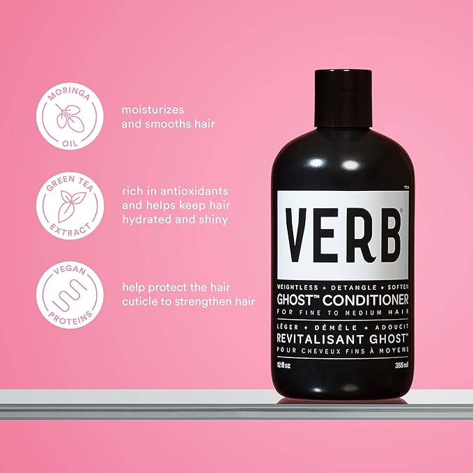Verb Ghost Shampoo & Conditioner Duo, 12 fl oz + VERB Ghost Prep Heat Protectant, 4 fl oz + VERB Ghost Oil, 2oz Bundle