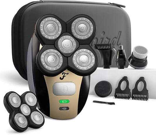 Freebird FlexSeries Electric Head & Body Hair Shaver, Mens Cordless Rechargeable Wet & Dry Skull, Bald Head, Back, Groin Waterproof Razor (FlexSeries, Shaver Kit + Travel Case + Extra Blade)