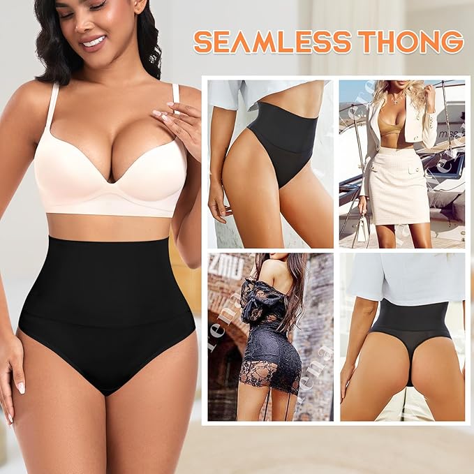 Werena Tummy Control Thong Shapewear for Women High Waist Shaping Underwear Seamless Body Shaper Panties Girdle