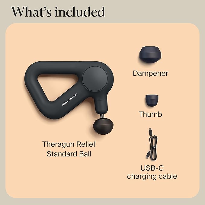 TheraGun Therabody Relief - Quiet Deep Tissue Therapy Massage Gun - Bluetooth Enabled, Electric Percussion Massage Gun & Personal Massager for Pain in The Neck, Back, Leg, Shoulder and Foot (Black)