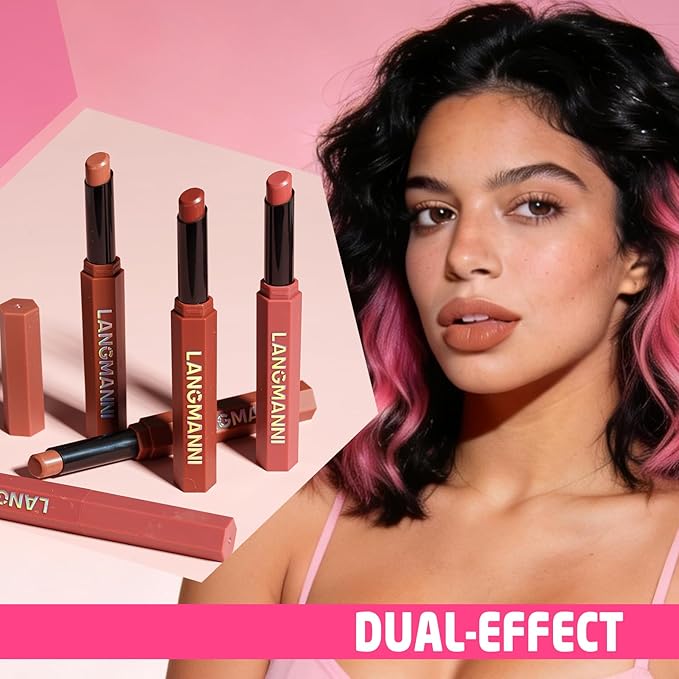 Jolilab 3Pcs Velvet Matte Lipstick Nude Matte Soft Dark Color Stick High Pigmented Long-Lasting Waterproof Lip Stick Lip Balm Beauty Cosmetics Gift for Women(Curated #2+5+7)