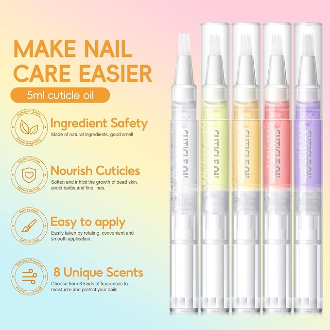 COSCELIA 8pcs Cuticle Oil Pen Bulk for Nails Polish Repair Pen Nail Nourishment Polish with Vitamins to Nourish and Moisturize Skin for Cuticle Nail Care