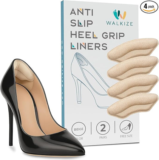 Walkize Metatarsal Pads Women | Heel Inserts for Women | Ball of Foot Cushions (2 Pairs Foot Pads) All Day Pain Relief and Comfort One Size Fits Shoe Inserts (Heel Grip Beige, 2 Pairs)