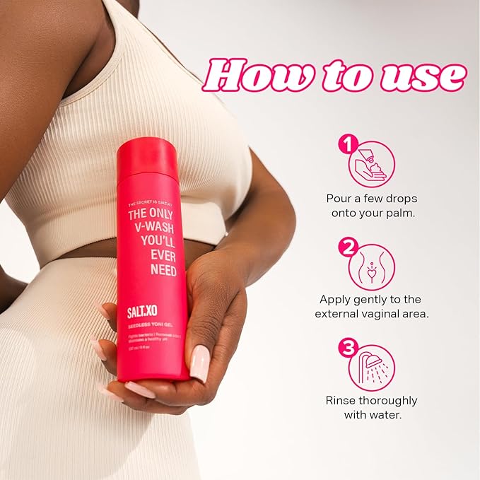 salt.xo Seedless Yoni Gel Wash, Feminine Wash with Refreshing Cucumber and Aloe Vera, All Natural Intimate Care Gel for Women, pH Balance V Wash Cruelty-Free, Feminine Hygiene Products (8 Fl Oz)