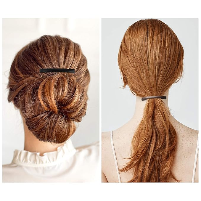 Hotop 30 Pieces Open Center Metal Barrettes Anti-slip Metal Hair Clip for Women, Assorted Colors(Slide Barrette,Black, Silver, Brown)