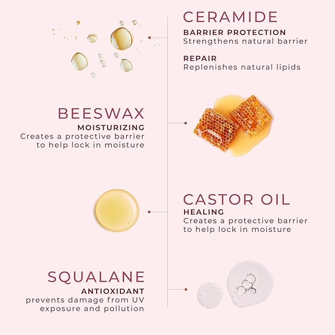 Guava Lip Balm Hydrating for Dry Lips - Natural Lip Moisturizer with Beeswax, Squalane & Castor Oil, Protects Lip Barrier, Lip Care for Chapped Lips, Lip Repair - 0.15 Fl oz