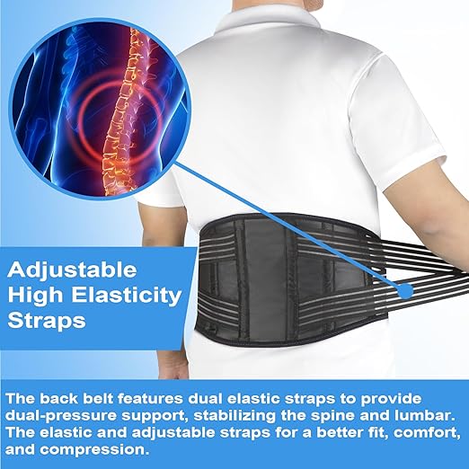 Back Brace for Lower Back Pain Relief, Lumbar Support Belt for Men&Women for Work, Breathable Back Support Belt with 6 Flexible Spring, 2 Elastic Bands For Sciatica, Herniated Disc, Scoliosis (Small)