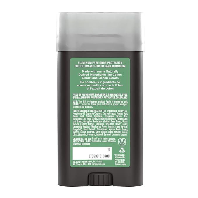 Every Man Jack Pacific Cypress Men’s Deodorant - Stay Fresh with Aluminum Free Deodorant For all Skin Types - Odor Crushing, Long Lasting, with Naturally Derived Ingredients - 3oz (2 Pack)