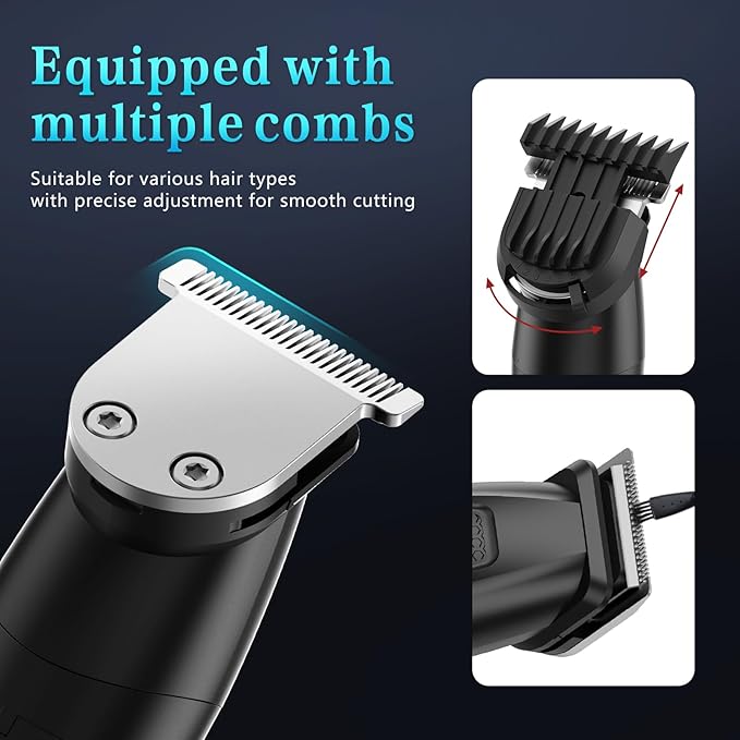 6-in-1 Men's Grooming Kit, Cordless Beard Trimmer & Hair Clipper for Men with Nose Hair Trimmer & Mustache Trimmer Attachments, Waterproof USB Rechargeable Personal Care Set, Gifts for Men