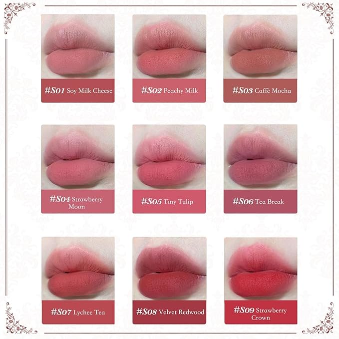 Flower Knows Strawberry Rococo Cloud Lip Cream,Long Lasting Burgundy Matte Lipstick,Hydrating Lip Stain,Transfer & Smudge Proof Velvet Liquid Lipstick for Girls&Women,0.12 Fl Oz(S08 Velvet Redwood)