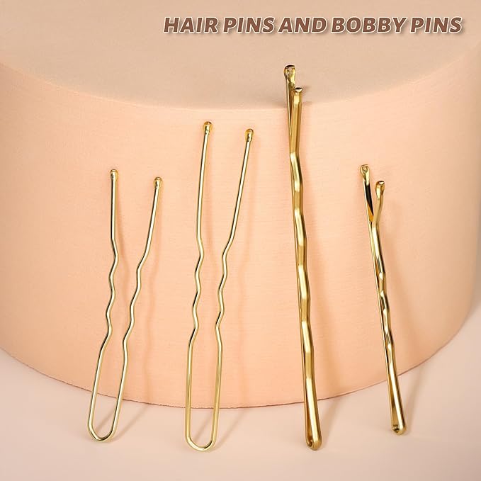Teenitor 300pcs Blonde Bobby Pins Hair Pins 100 Bobby Pins Blonde Hair,100 Hair Pins for Women 100 Hair Bands Kit, Blonde Bobby Pins for Hair Hair Pins for Buns 2" 2.36" Bobby Pins Blonde 2" 2.75"