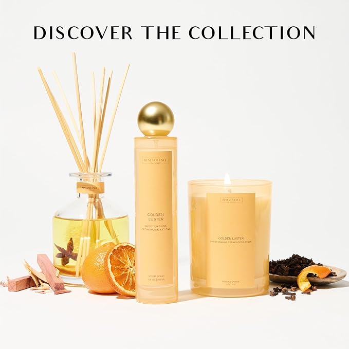 Benevolence LA Golden Luster Gift Box | Candle, Room Spray & Reed Diffuser | Orange, Cedarwood & Clove | Luxurious Home Fragrance | Ready for Gifting |Gift Set for Women