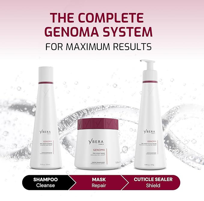 Ybera BOND REPAIR HAIR TREATMENT Genoma Pro-Geno Shampoo, Moisturizing Shampoo that works as Hydrating Shampoo as well, Ideal for Damaged Hair, Professional Hair Repair Formula, 250ml