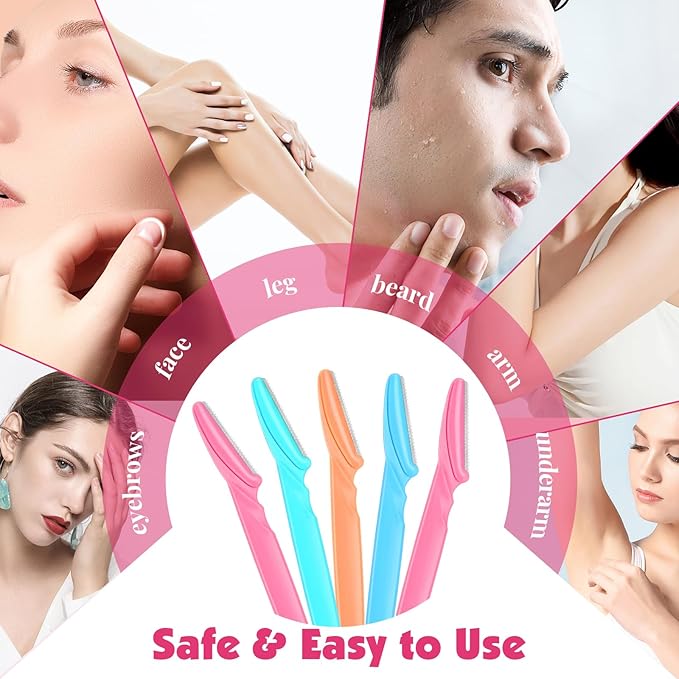 88 Pack Eyebrow Razors & Face Razors for Women – 4-Color Dermaplane Razors for Women & Men in Storage Jar, Safe Facial Shaver with Covers, Ideal Stocking Stuffer