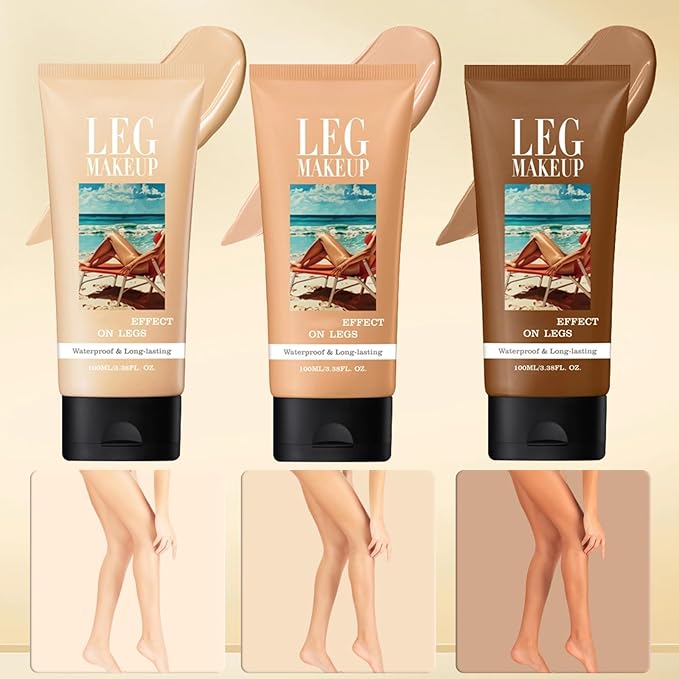 Legs Makeup Waterproof with Brush, No Transfer Body Concealer, Coverage for Vein, Scar, Tattoo for All Skin Tones, 100ML (BRONZE)