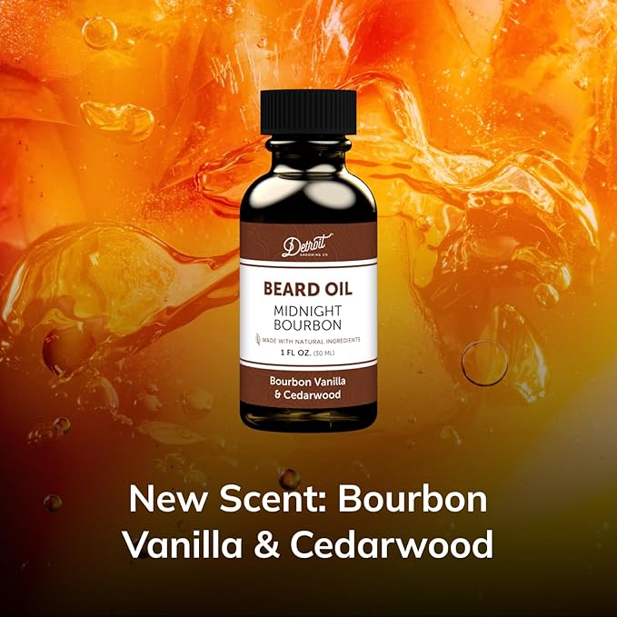 Detroit Grooming Co.| Hydrating Formula with Sweet Almond & Vitamin E • Limited Edition Midnight Bourbon Beard Oil (1 oz)