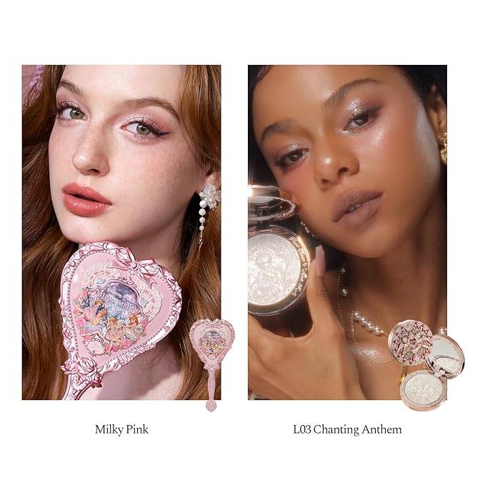 Flower Knows Cherub Bloom 11-Piece Makeup Gift Box Set,Includes Makeup Palette,Lipstick,Blush,Highlighter,Lip Gloss,Hand Mirror,Bag Charm,Brush,Box,Perfect Anniversary Valentine Birthday Make Up Gift