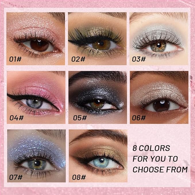 Sparkly Eyeshadow Palette for Women, Single Monochrome Eye Shadow Makeup, Shiny Pressed Cream Powder, Blendable Natural sombras para ojos, Holographic,Vegan,Travel (04-Glitter-Rose Pink)