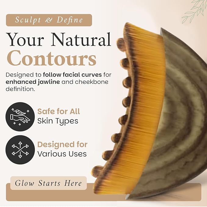 Lymphatic Contour Face Brush, Facial Brush for Lymphatic Drainage, Dry Lymphatic Massage Brush, Face Sculpting Brush, Contour Face Brush, Jawline and Chin Sculpting, Face Depuffer, Facial Tool