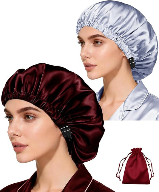 3Pcs Hair Bonnets For Sleeping Satin Bonnet For Women Silk Bonnets Womens Curly Hair Sleep Caps Silky Night Cap