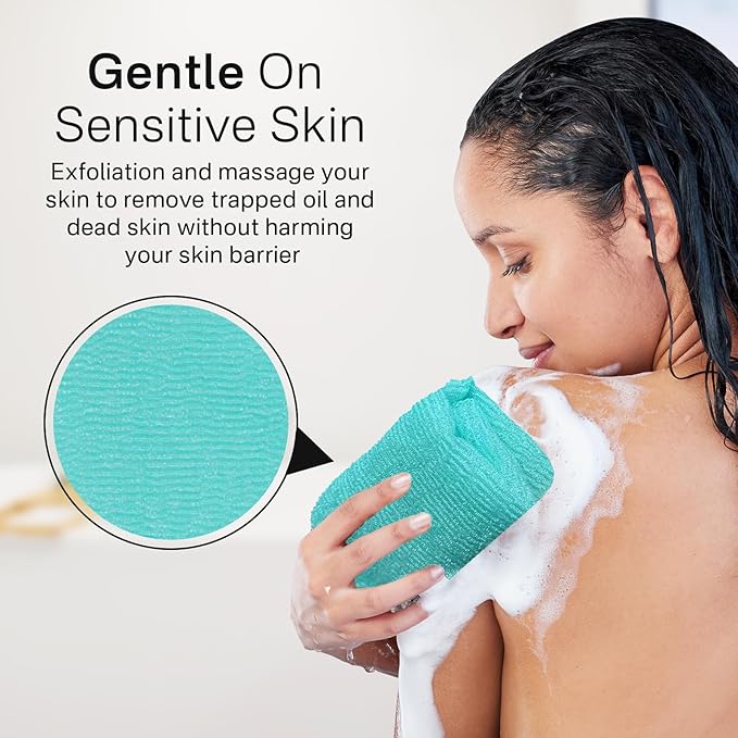 Yiclick Exfoliating Washcloth Towel, Japanese Exfoliating Wash Cloth, Korean Body Scrubber Exfoliator, Back Scrubber Washer for Shower Bath, Body Scrub African Net Sponge Loofah Luffa Colors