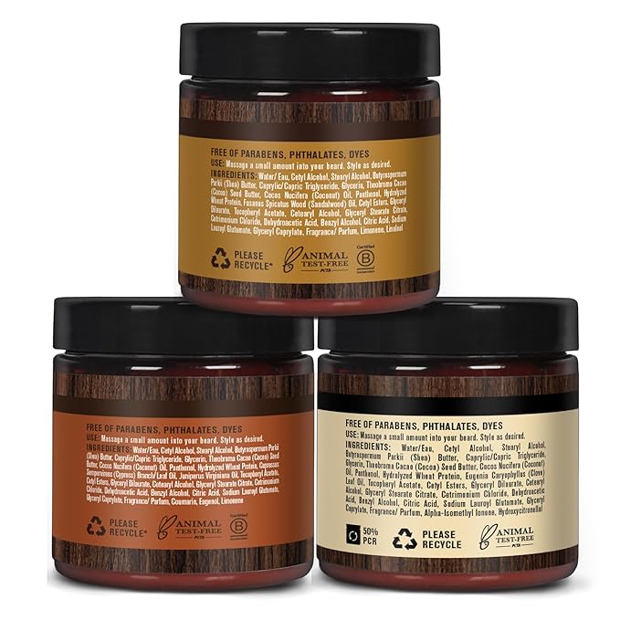 Every Man Jack Beard Butter Gift Set for Men – Full Size 3-Pack Variety with Sandalwood, Vanilla + Cedar & Aged Bourbon Scents – Naturally Derived with Shea Butter & Coconut Oil – 4 oz (3 Pack)