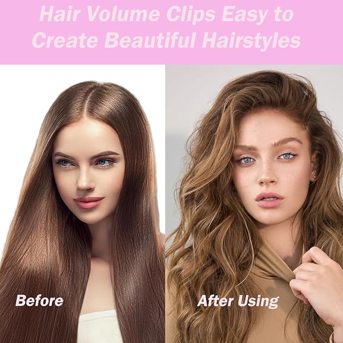 3Pcs Hair Volume Clips, Root Booster Clips,Volumizing Hair Clips for Fluffy Bangs, Wind Shaping Styling Combs,Quick Hair Styling Tools Gift for Women and Men (Pink)