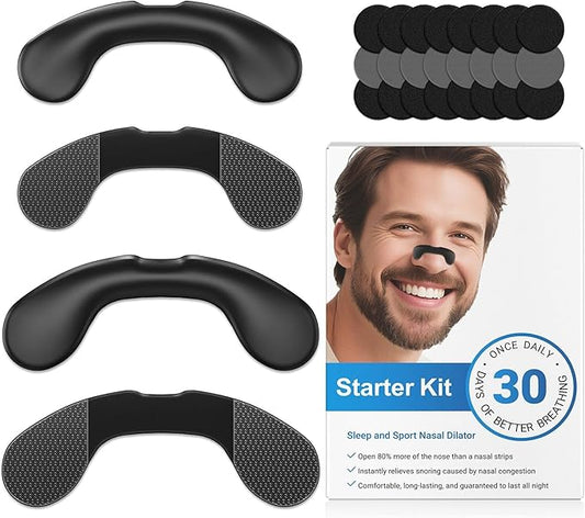 Nasal Strips for Snoring, Extra Strength Snoring Solution Nose Strips, Improve Breathing and Sleep Quality (30 Count, Black)