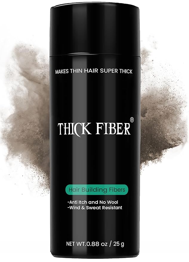 THICK FIBER Hair Fibers for Thinning Hair & Bald spots (MEDIUM BROWN) - 25g Bottle - Conceals Hair Loss in Seconds - Hair Powder for Women & Men